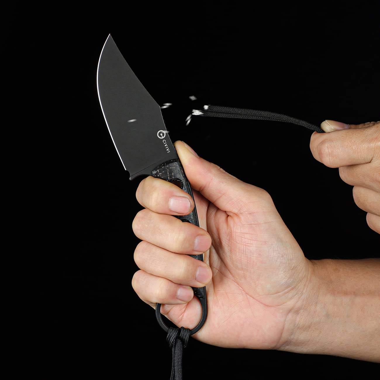 CIVIVI Midwatch Fixed Blade Knife, 3.39" Blade, with Kydex Sheath and Black Tied Paracord Lanyard C20059B - Image 7