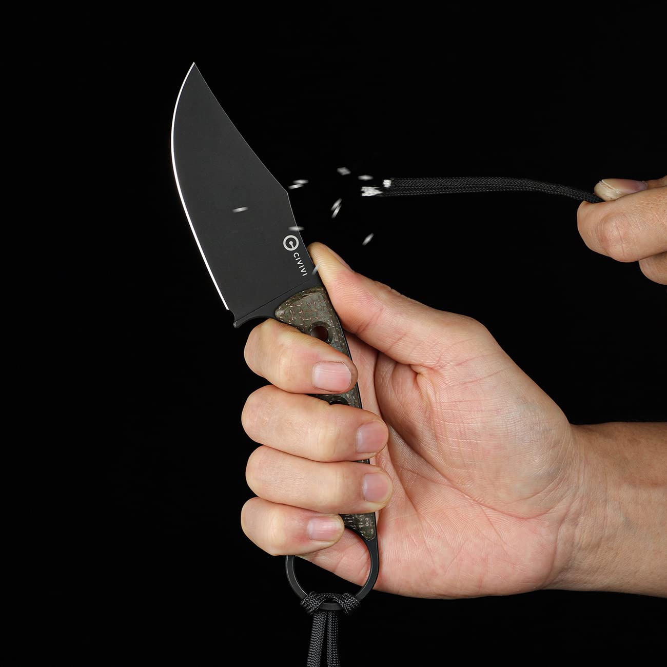 CIVIVI Midwatch Fixed Blade Knife, 3.39" Blade, with Kydex Sheath and Black Tied Paracord Lanyard C20059B - Image 7