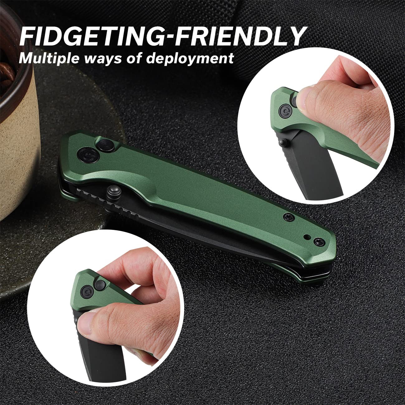 CIVIVI Pocket Folding Knife with Button Lock and Thumb Stud Opener, 2.97" Nitro-V Blade Aluminum Handle, Altus Utility Small Knife for Men Women EDC C20076-5 - Image 3