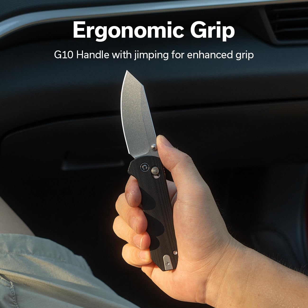 CIVIVI Yonder Folding Pocket Knife for EDC, Crossbar Lock Knife with 2.88" 14C28N Blade G10 Handle, Lightweight Knife Gifts for Men Women Camping Hiking, Designed by Zac Whitmore C23073-1 - Image 6